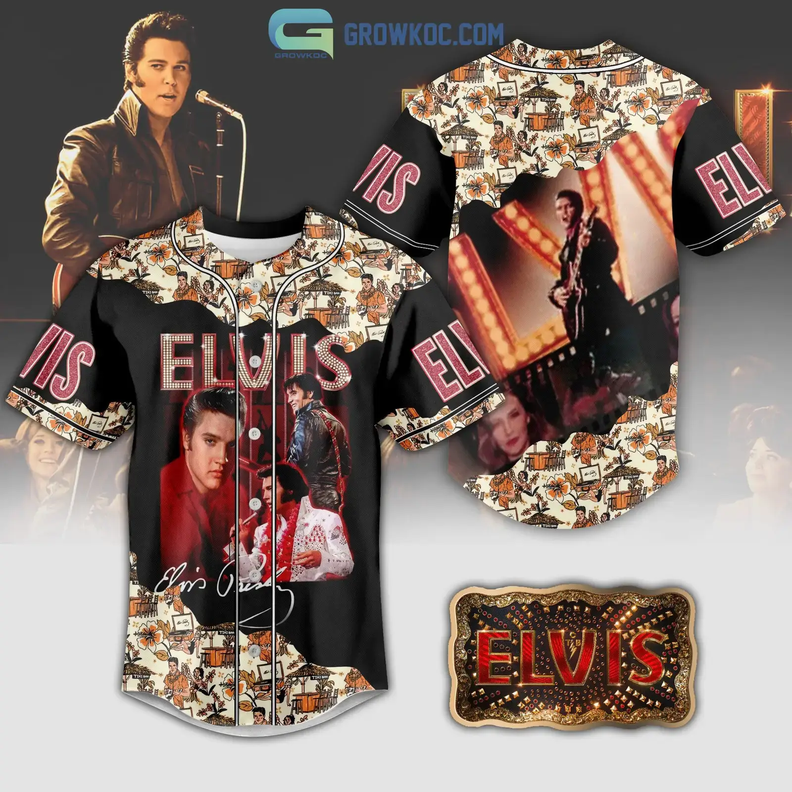 Elvis Presley King Of Rock And Roll Baseball Jersey Image