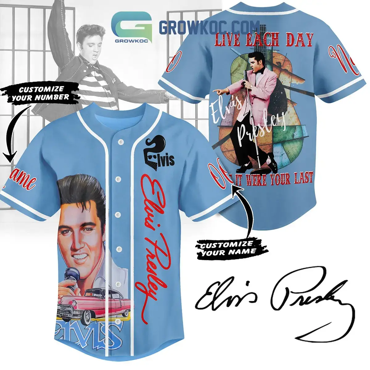 Elvis Presley Live Each Day As It Were Your Last Personalized Baseball Jersey Image