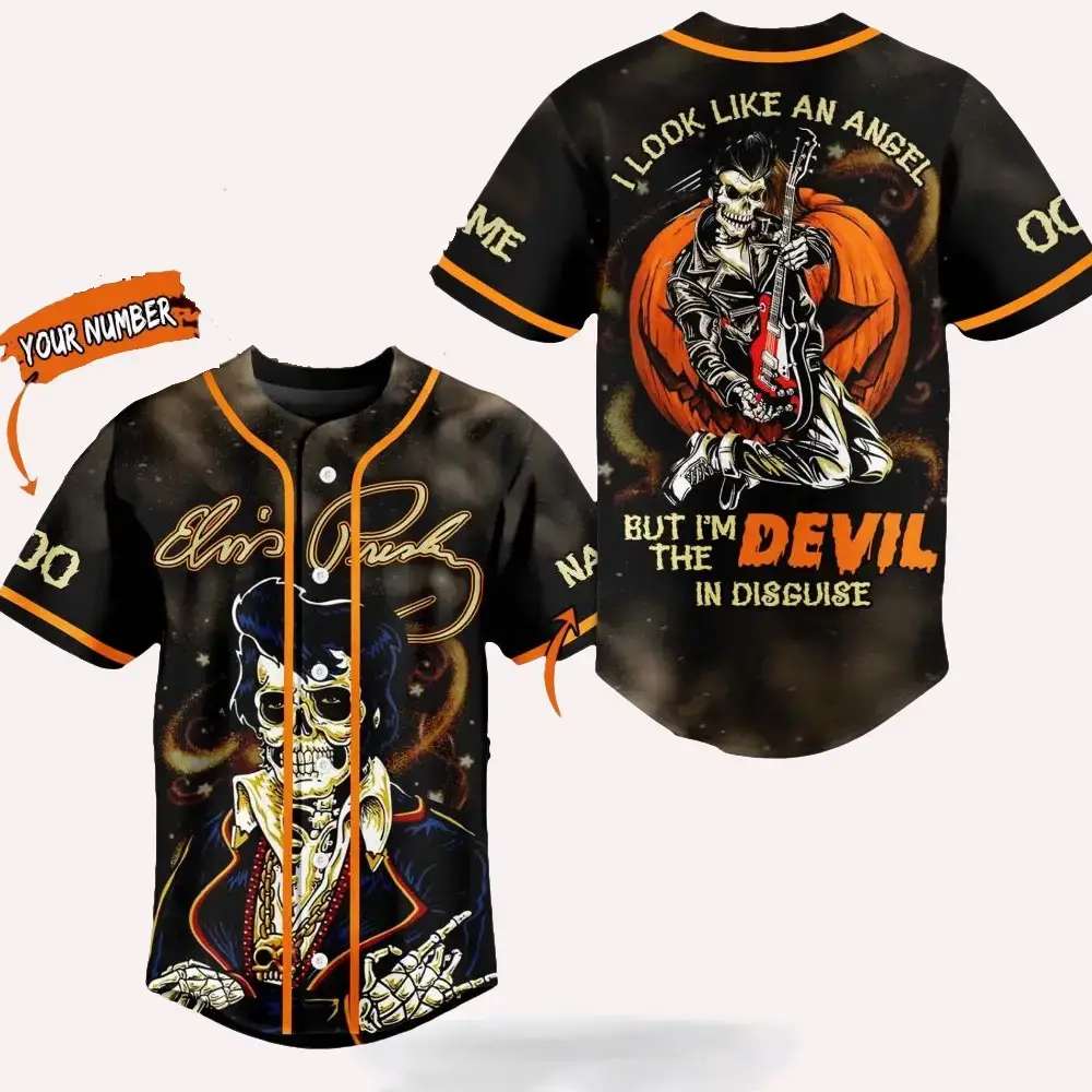 Elvis Presley Music Halloween Design Baseball Jersey Image