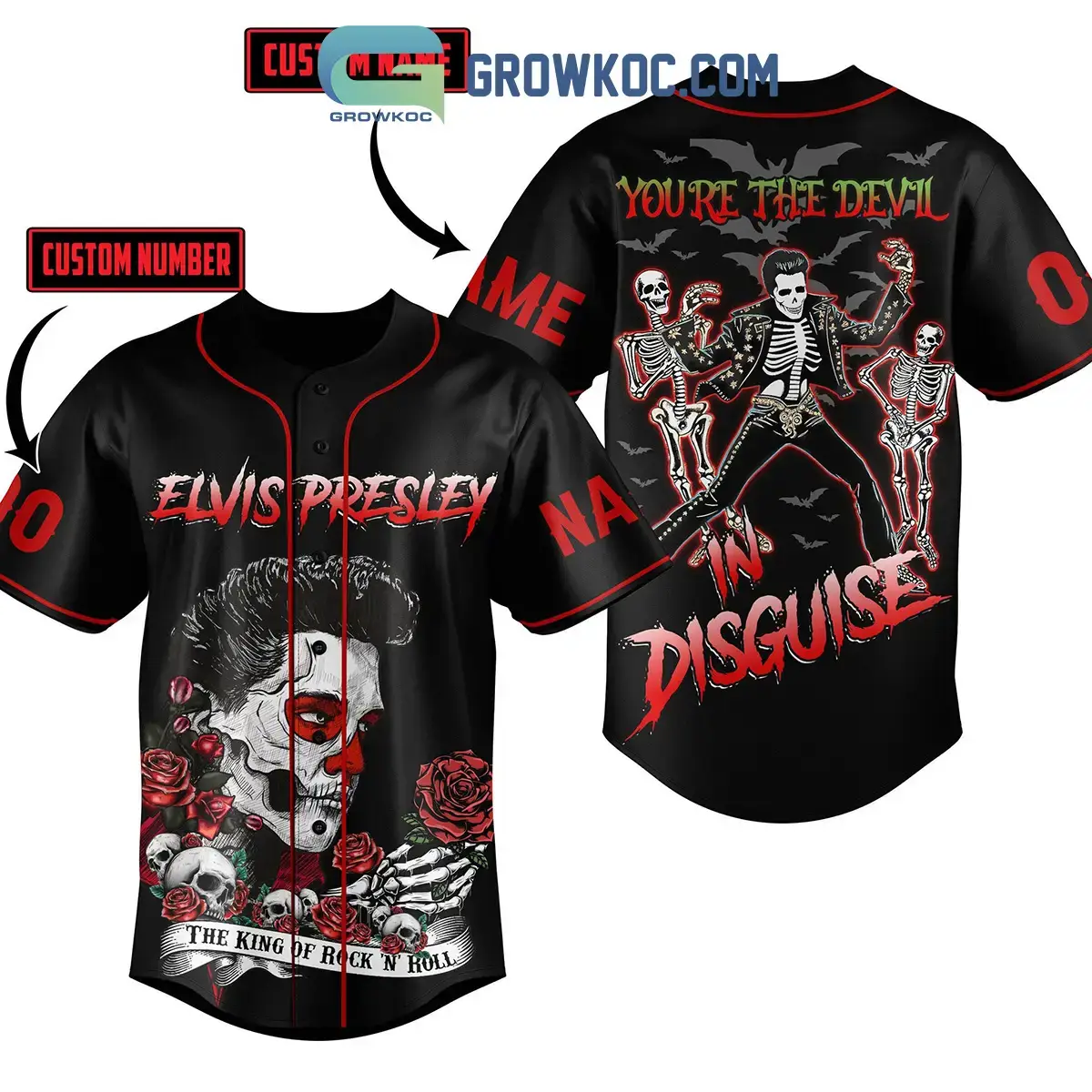 Elvis Presley The King Of Rock N' Roll You're The Devil Disguise Personalized Baseball Jersey Image