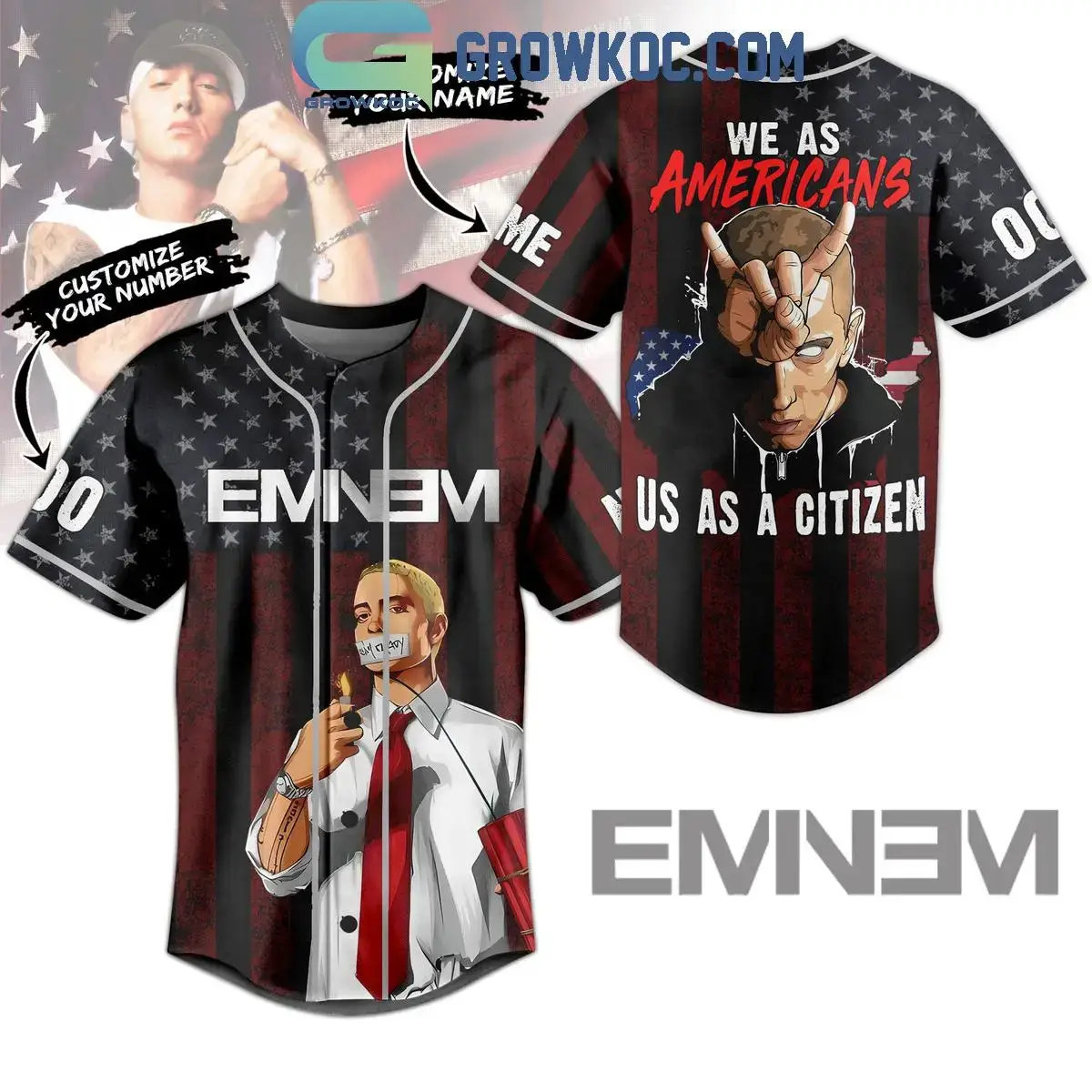 Eminem We As American Us As A Citizen Personalized Baseball Jersey Image