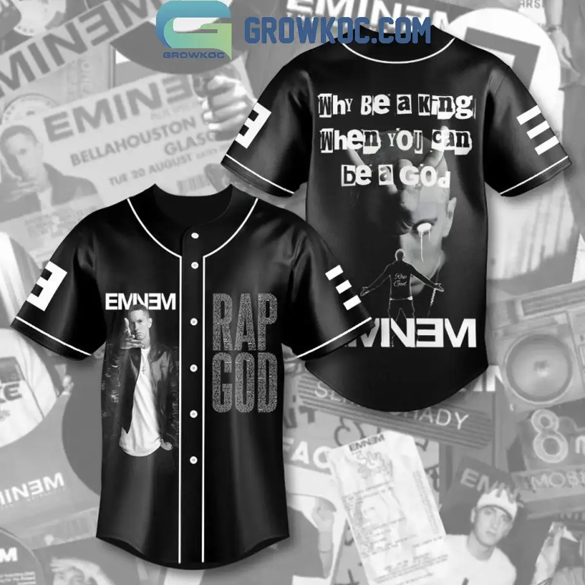 Eminem Why Be A King When You Are A God Baseball Jersey Image
