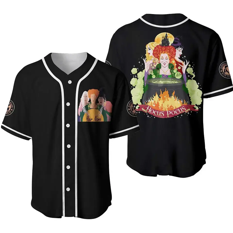 Enchanting Hocus Pocus Baseball Jersey - Personalized Witchy Style For Halloween Fans Image