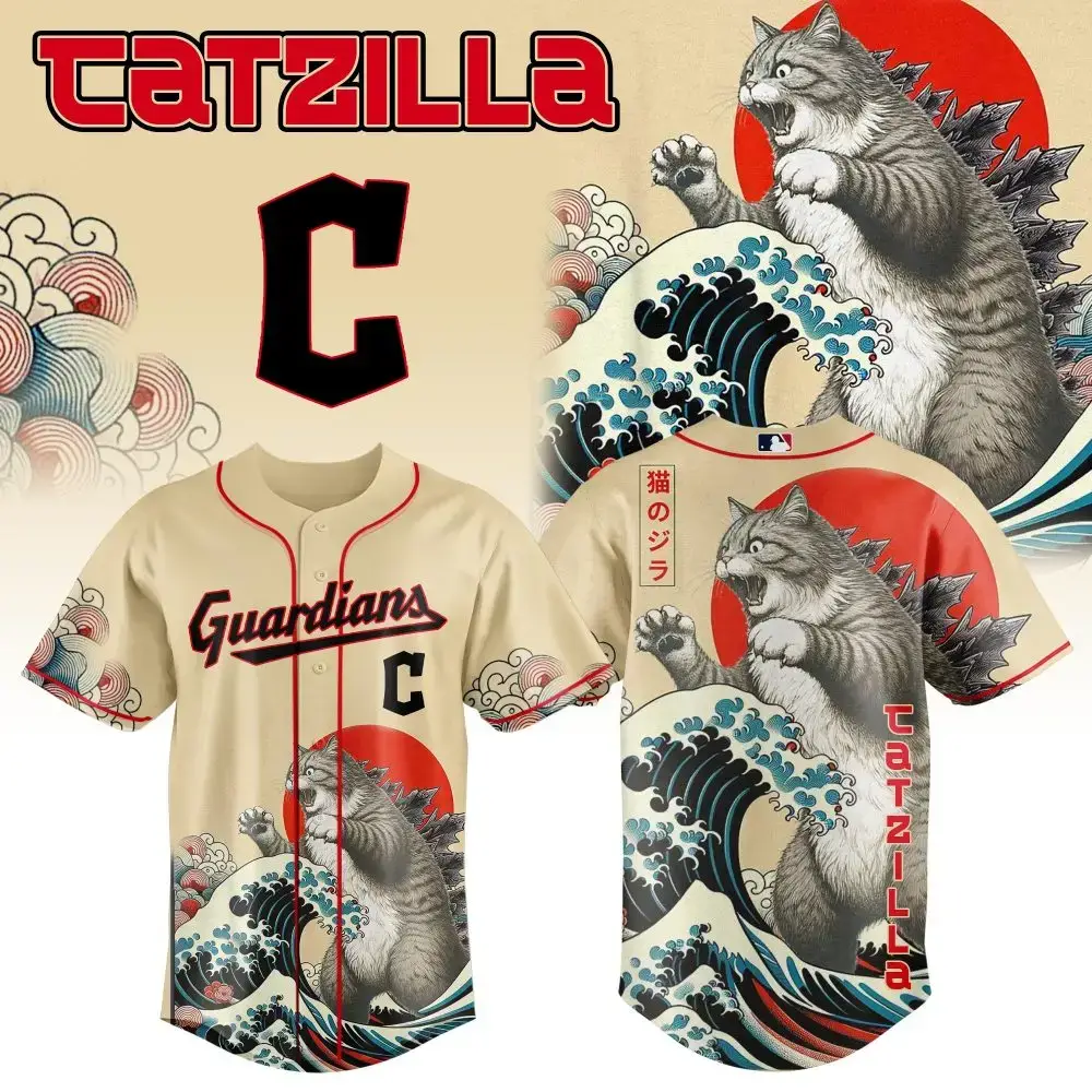 Epic Catzilla Guardians Baseball Jersey – Unique Design For Cat Lovers! Image