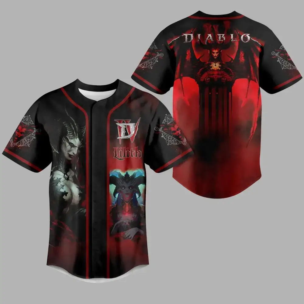 Epic Dark Fantasy Baseball Jersey - Unleash Your Inner Demon Style Now! Image