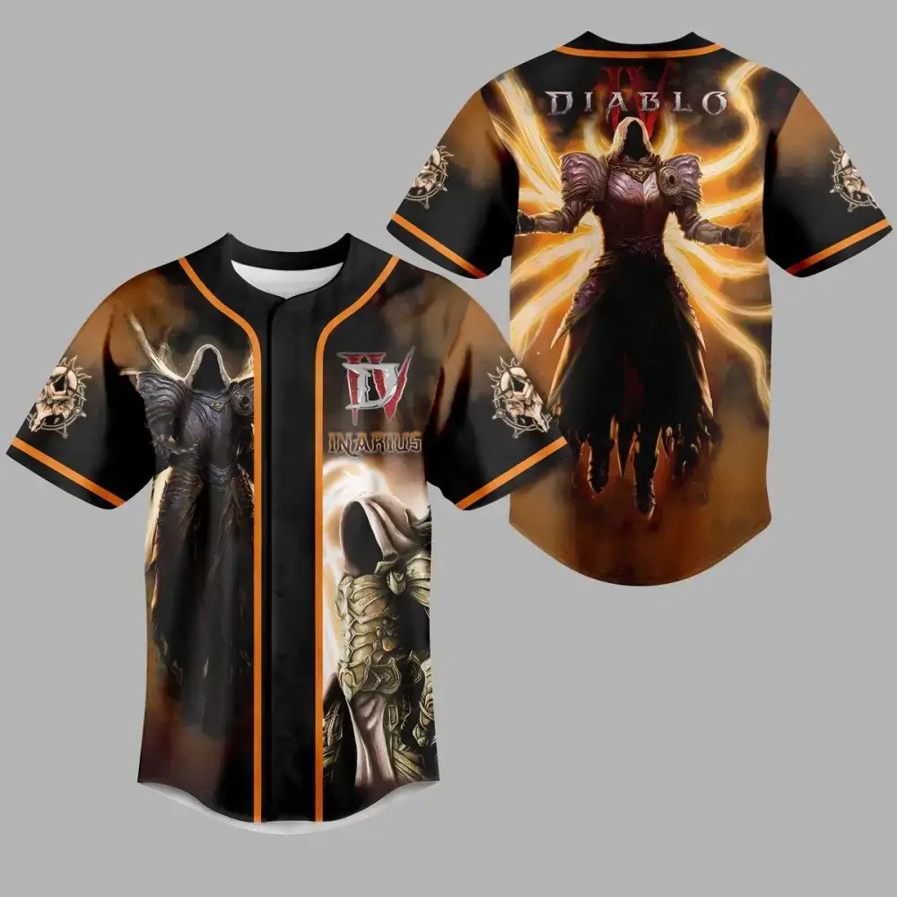 Epic Diablo Iv Inarius Baseball Jersey - Unleash Your Inner Hero With Premium Gaming Apparel! Image