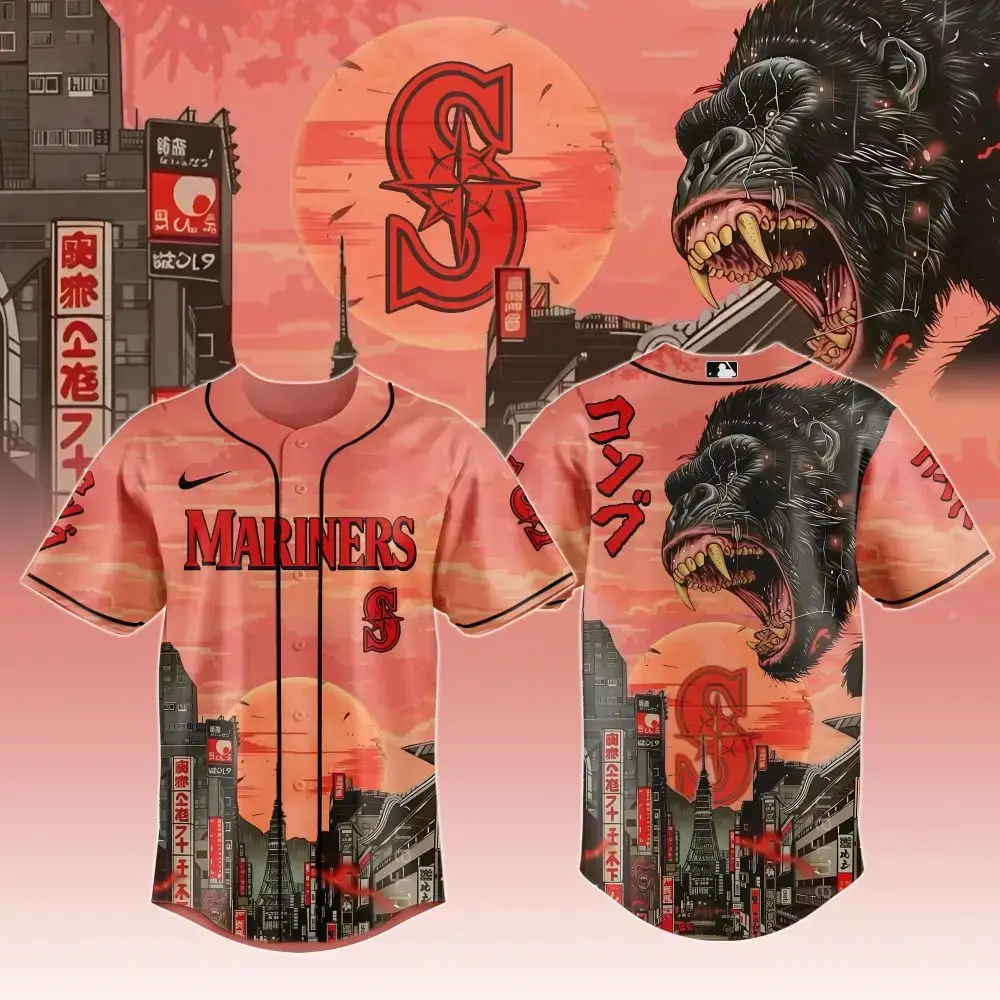 Epic Mariners Baseball Jersey - Gorilla Design, Urban Sunset Vibes , Limited Edition Image