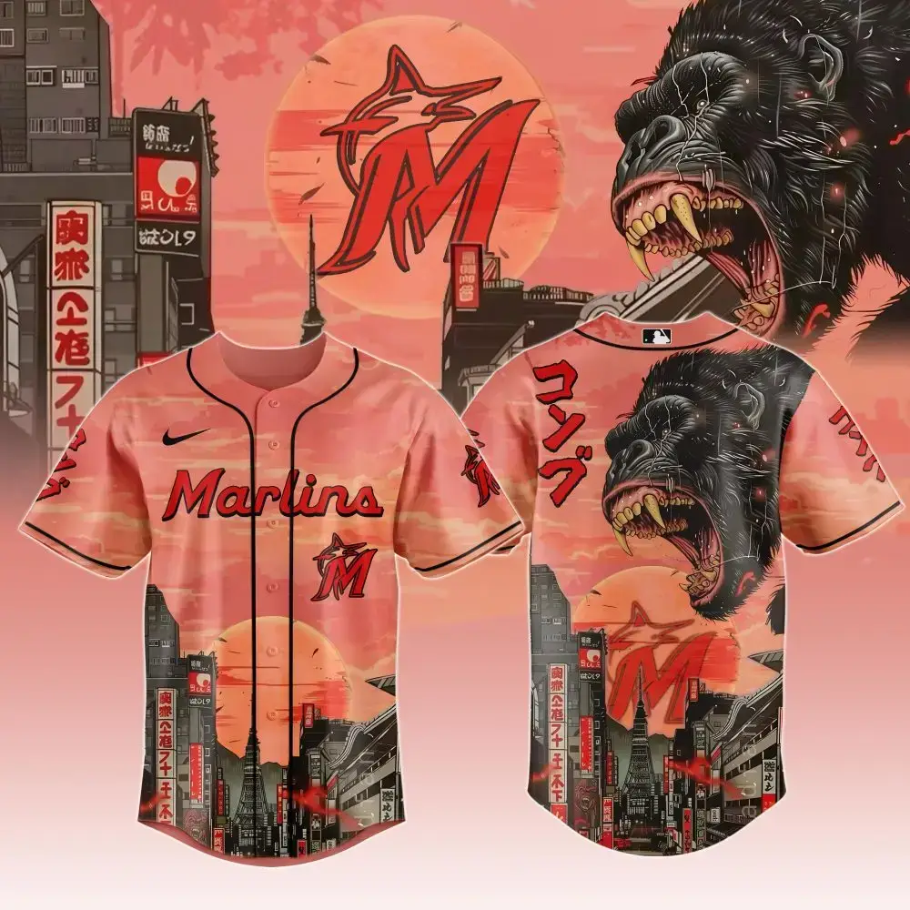 Epic Marlins Baseball Jersey - Urban Gorilla Design, Perfect Gift For Fans Image