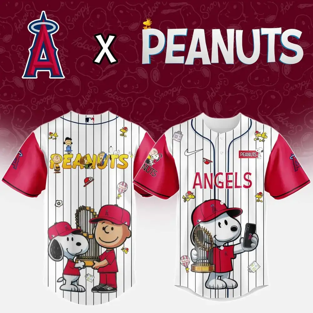 Exclusive Angels X Peanuts Baseball Jersey – Limited Edition Snoopy & Charlie Brown Design Image