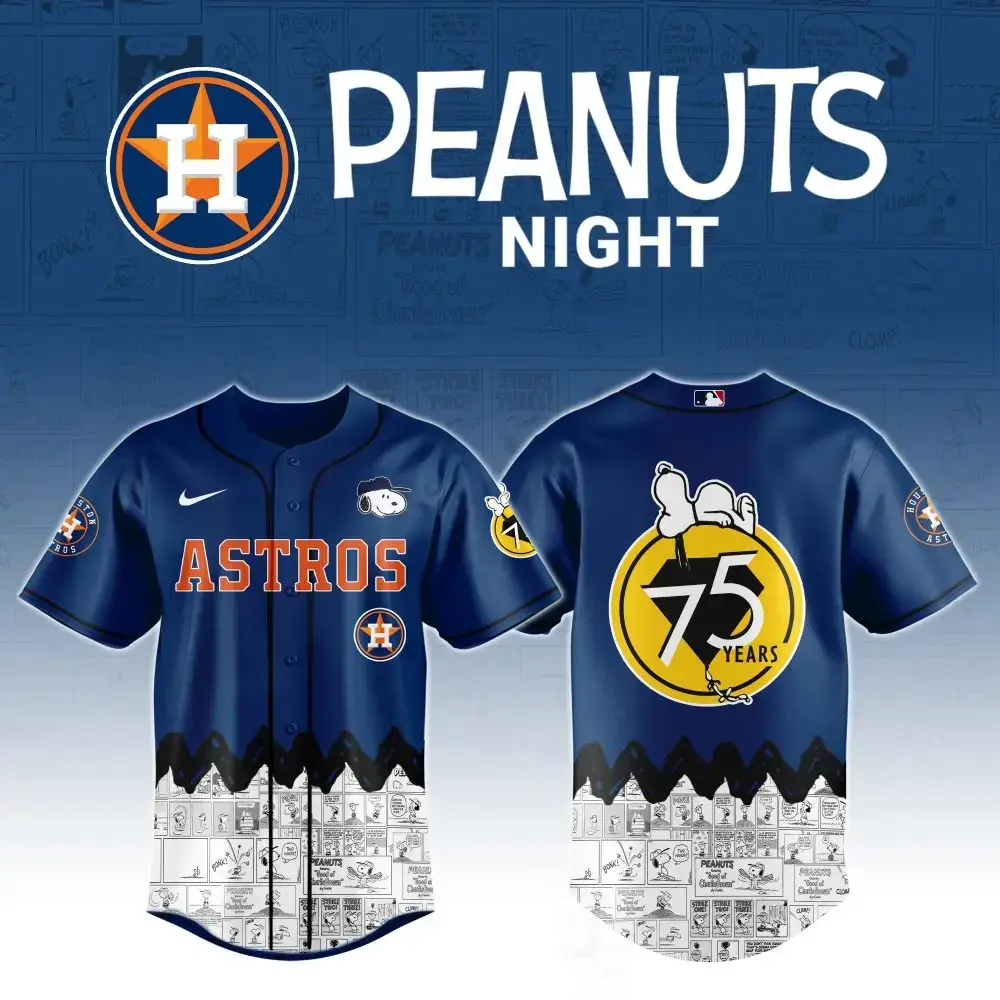 Exclusive Astros Peanuts Night Jersey – Celebrate 75 Years With Snoopy & Charlie Brown Design! Image