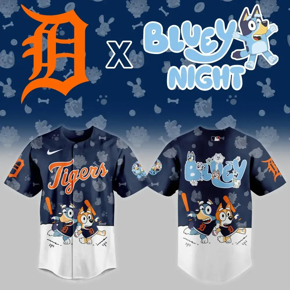 Exclusive Bluey Night X Tigers Jersey - Limited Edition Mlb Fan Gear For Kids & Adults Image
