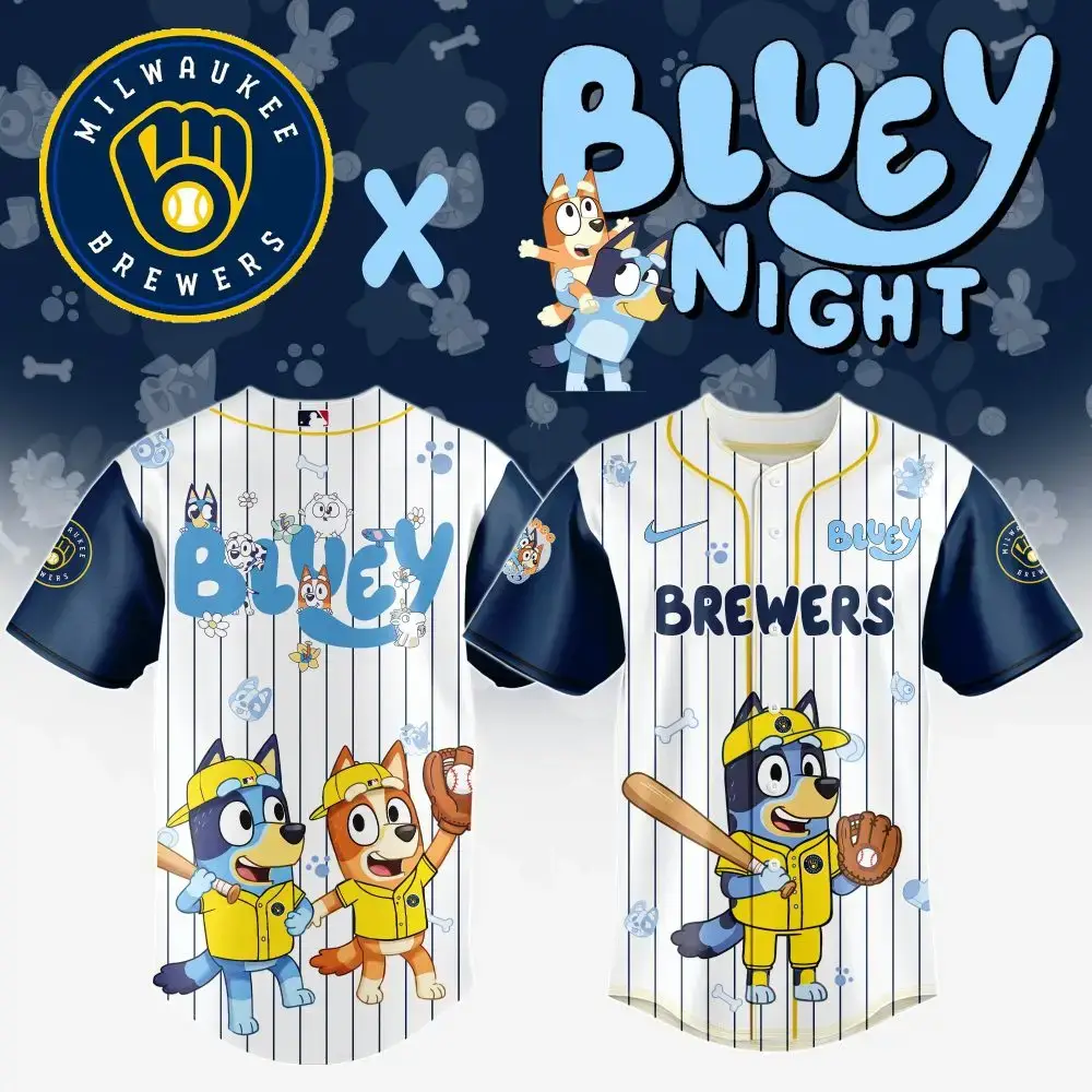 Exclusive Bluey X Brewers Baseball Jersey - Limited Edition Kids Sportswear! Image