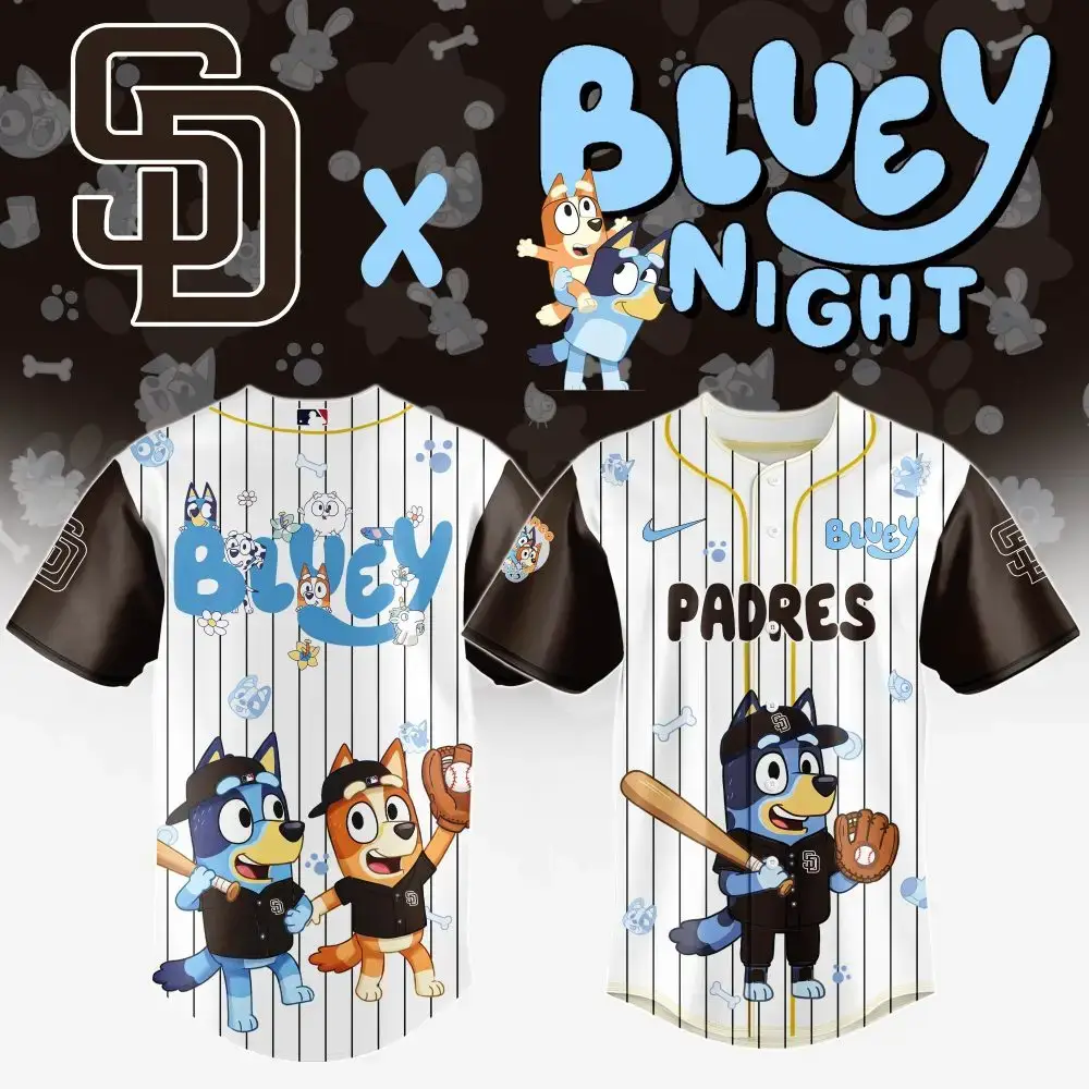 Exclusive Bluey X Padres Baseball Jersey - Limited Edition Kids Sportswear Image