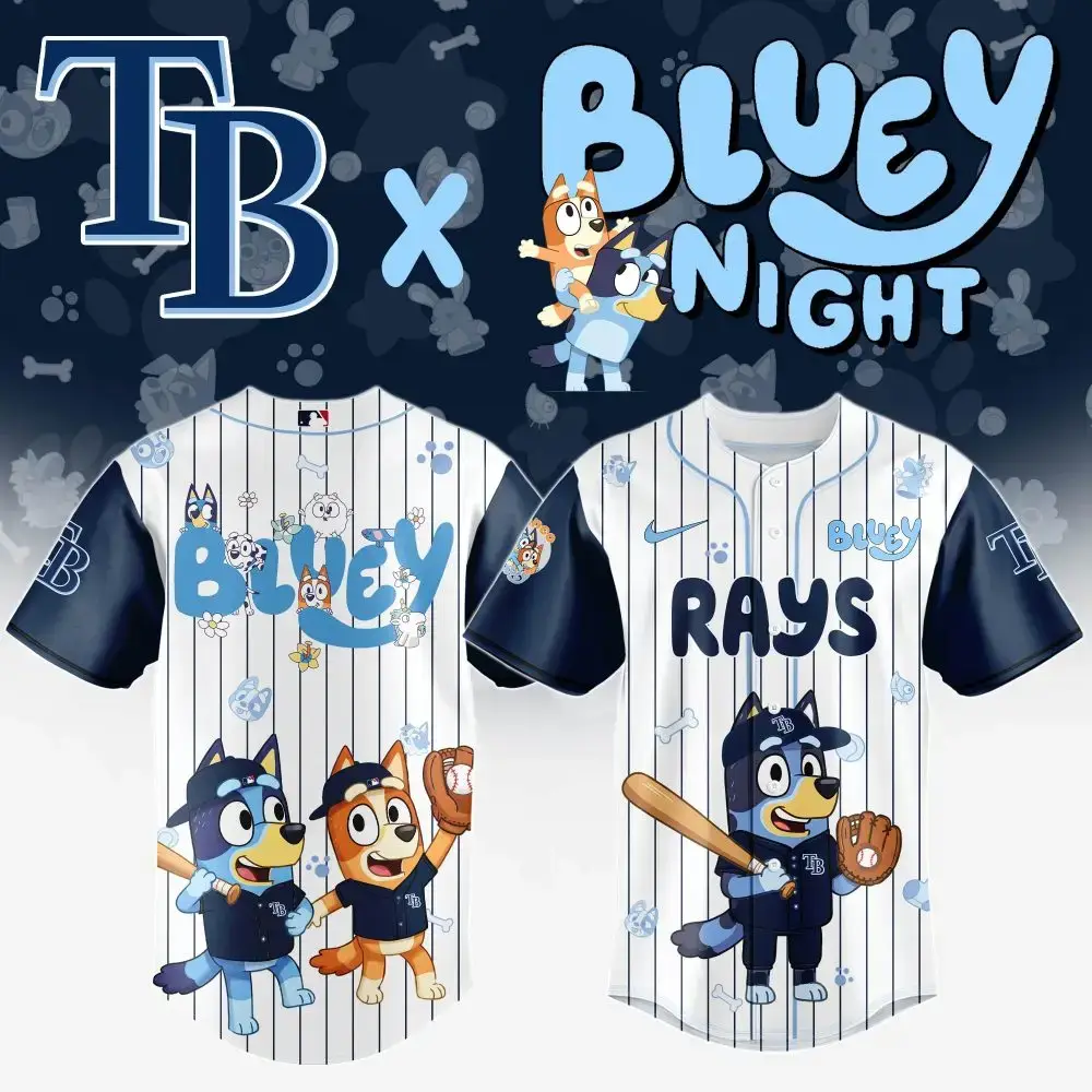 Exclusive Bluey X Tb Rays Kids' Baseball Jersey - Limited Edition Fun! Image