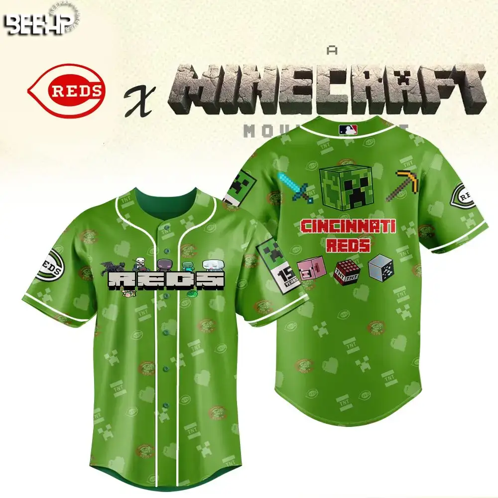 Exclusive Cincinnati Reds X Minecraft Jersey - Limited Edition Gamer Gear For Fans! Image