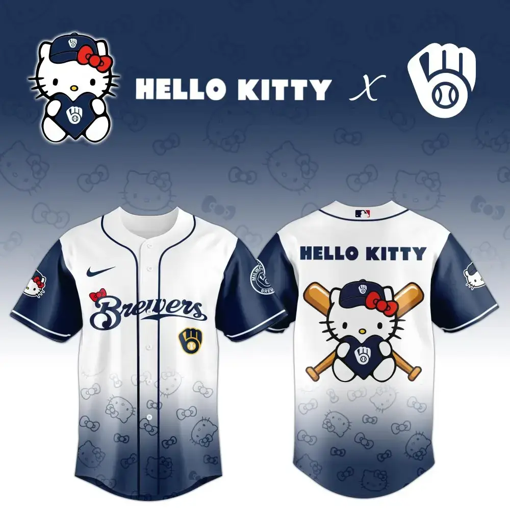 Exclusive Hello Kitty X Brewers Baseball Jersey – Cute & Stylish Fan Gear! Image