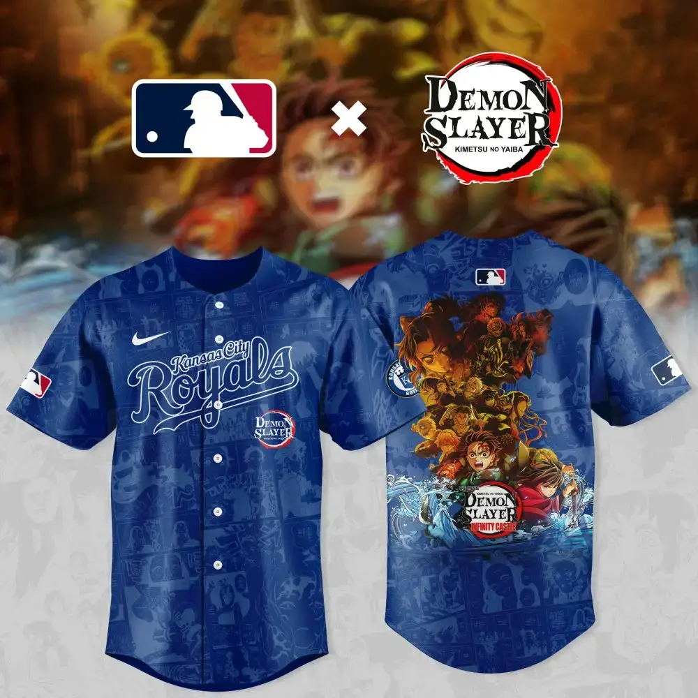 Exclusive Kansas City Royals X Demon Slayer Baseball Jersey - Limited Edition Fan Gear Image