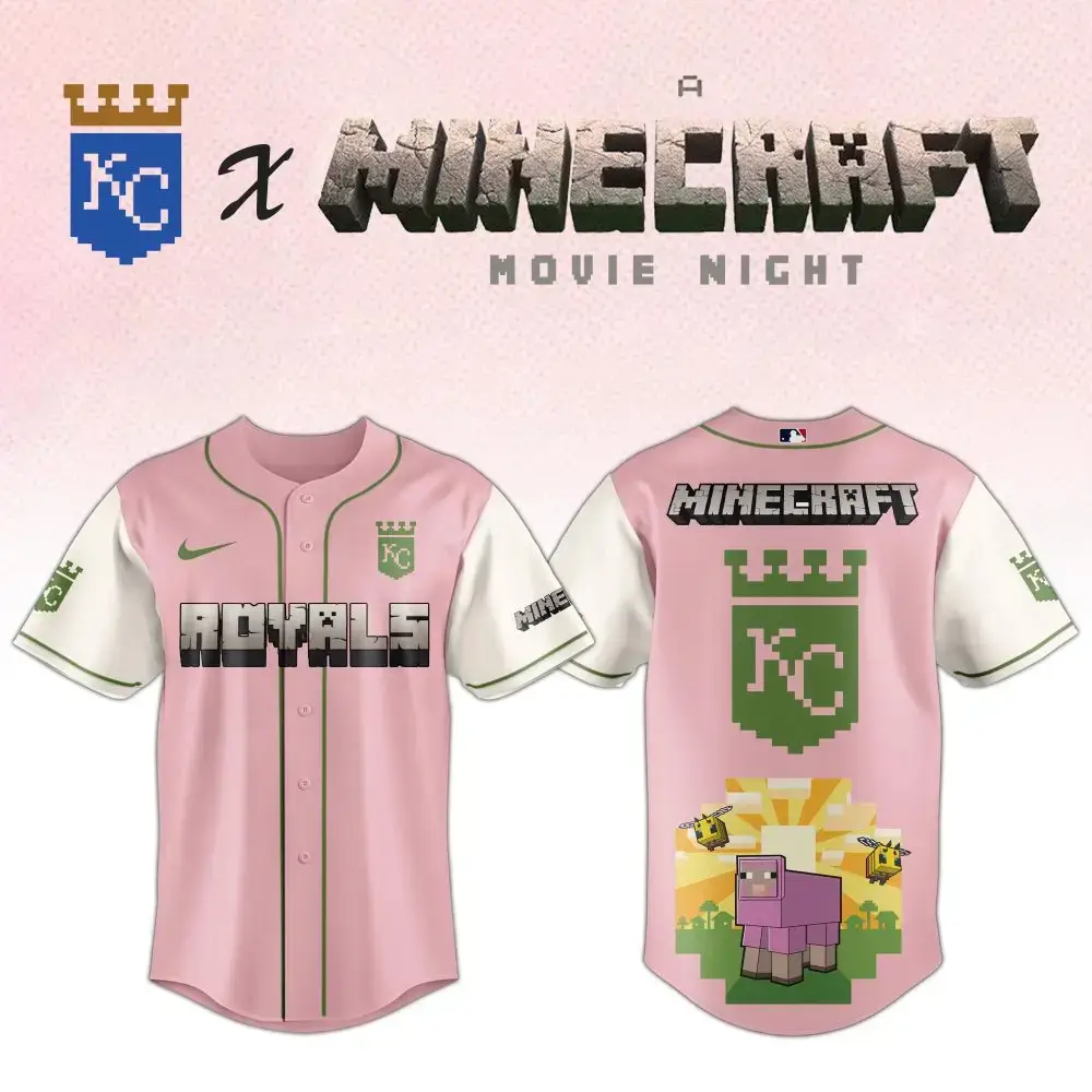 Exclusive Kc Royals X Minecraft Pink Jersey – Limited Edition Movie Night Gear! Image