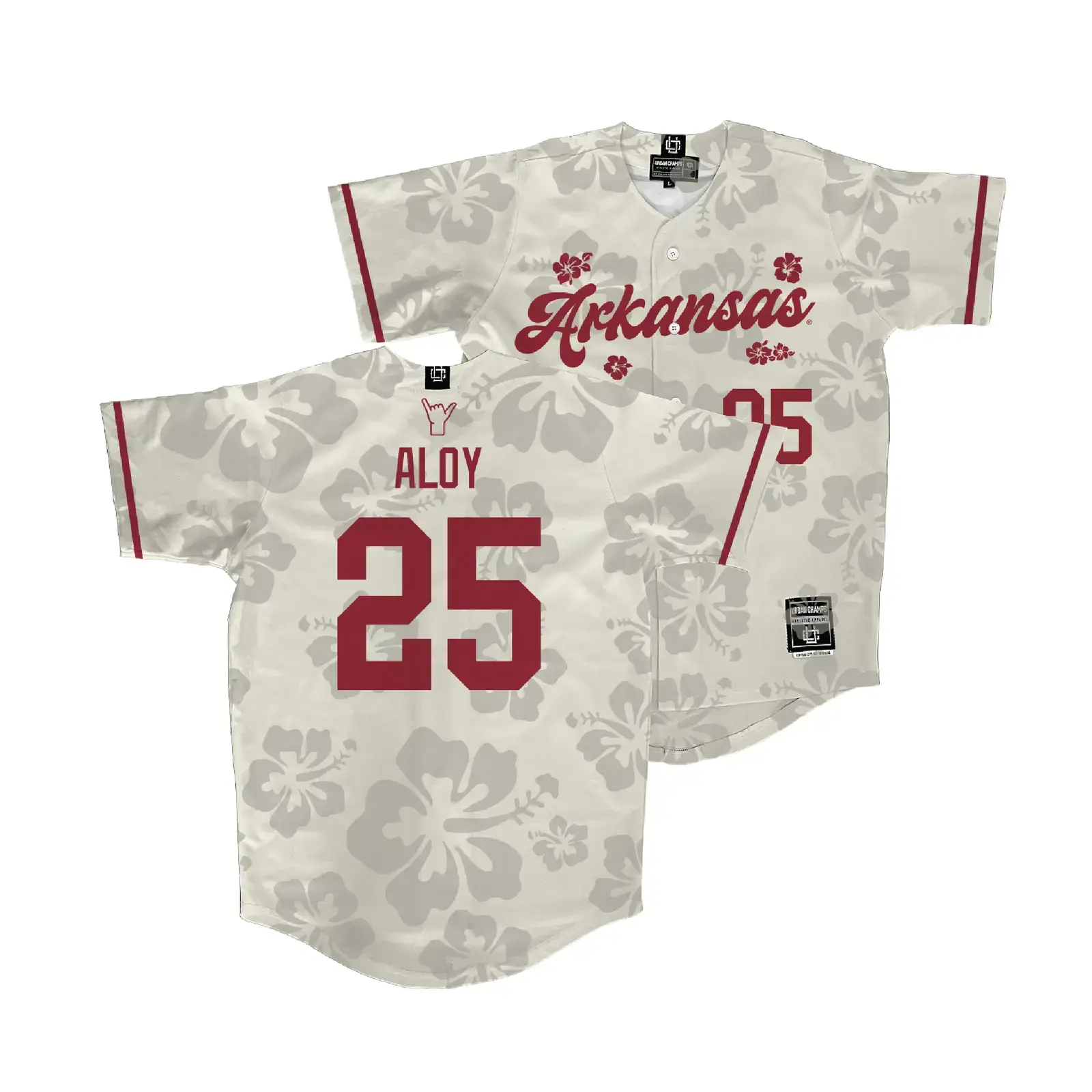 EXCLUSIVE: Kuhio Aloy Arkansas Baseball Hawaiian Jersey Image