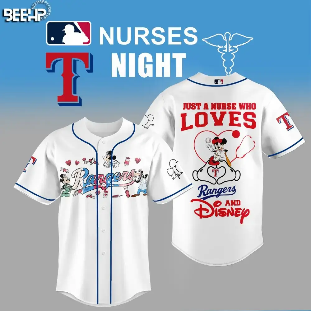 Exclusive Nurse-Themed Rangers & Disney Baseball Jersey - Perfect Gift For Fans! Image