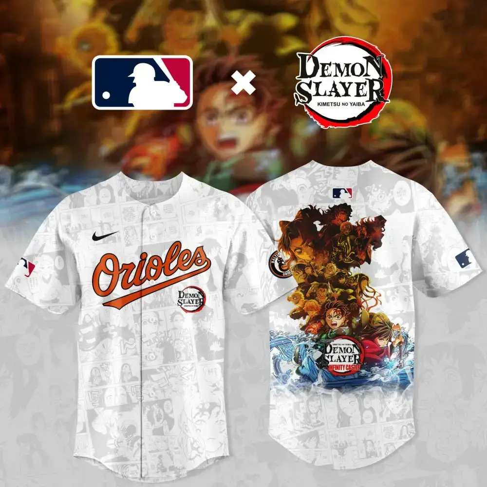 Exclusive Orioles X Demon Slayer Baseball Jersey - Limited Edition Anime Apparel Image