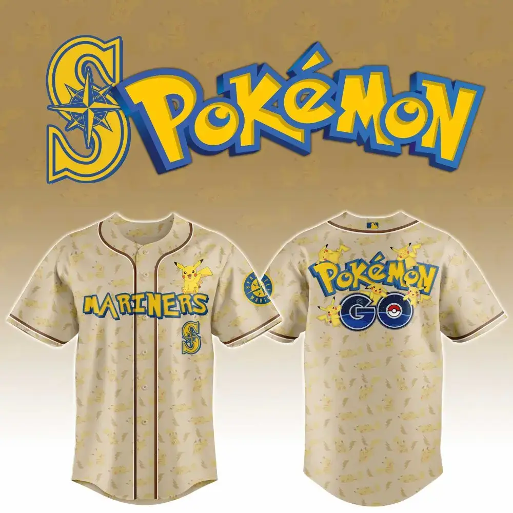 Exclusive Pokémon Mariners Baseball Jersey - Pikachu Design, Limited Edition Fan Gear Image