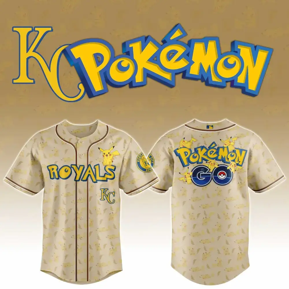 Exclusive Pokémon X Royals Baseball Jersey - Limited Edition Pikachu Design! Image