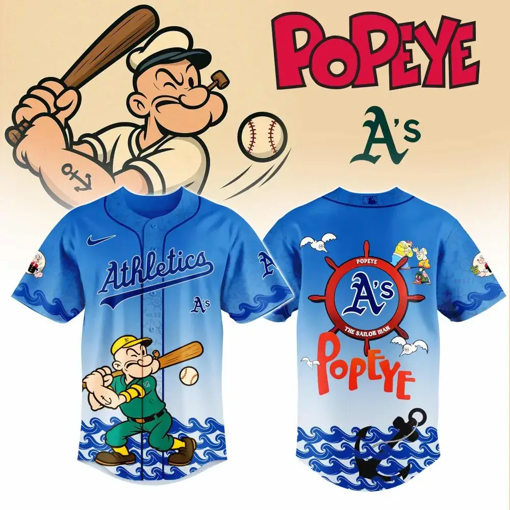 Exclusive Popeye Athletics A'S Baseball Jersey – Limited Edition Fan Gear Image