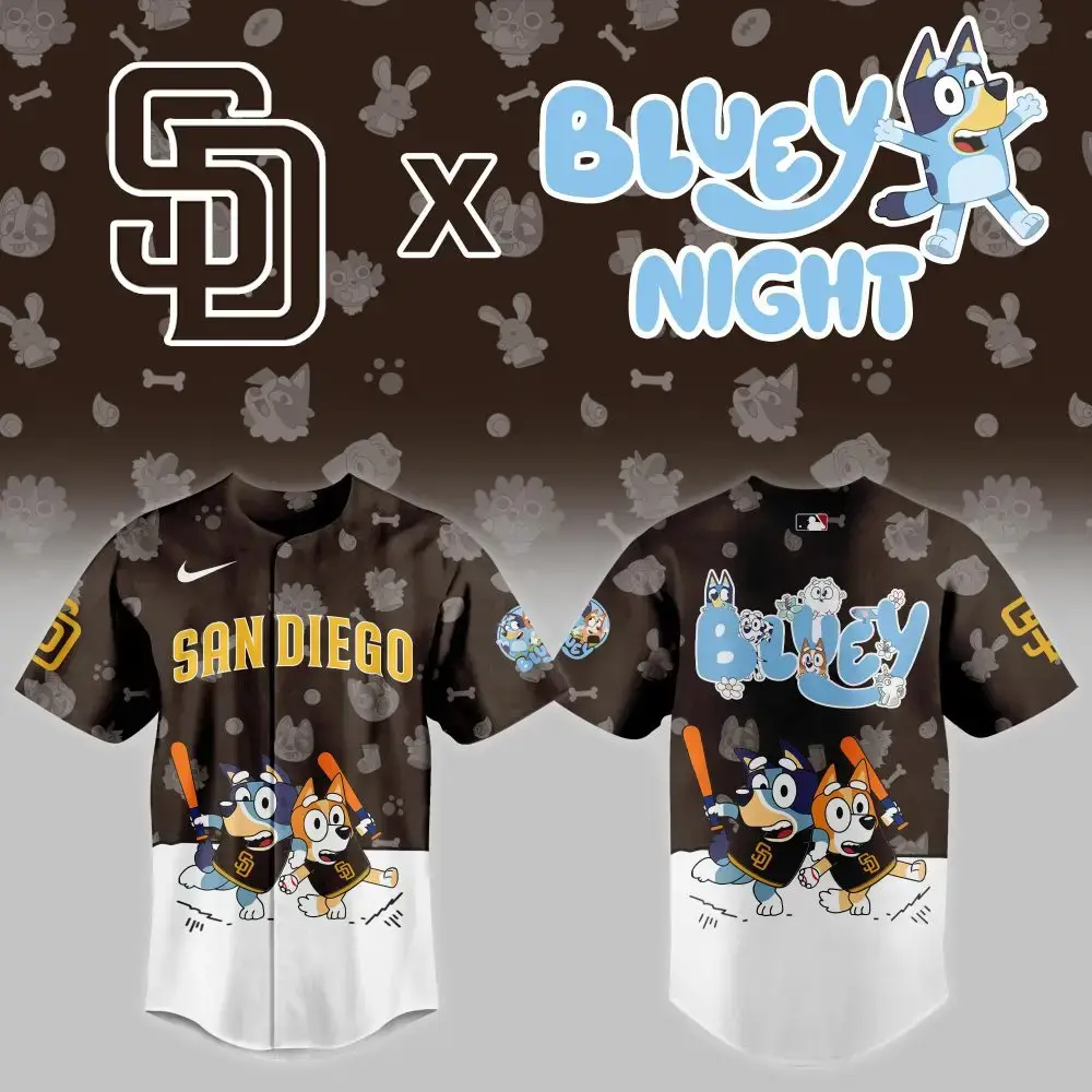 Exclusive San Diego X Bluey Night Baseball Jersey – Limited Edition Fan Gear! Image