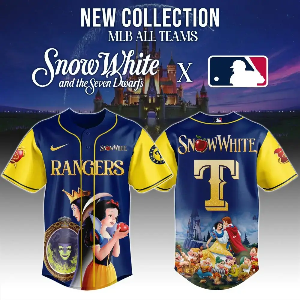 Exclusive Snow White Mlb Rangers Jersey - Limited Edition Disney Collaboration Image