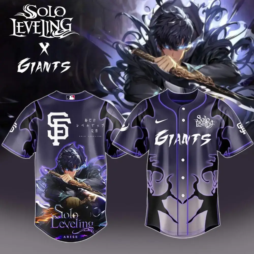 Exclusive Solo Leveling X Giants Baseball Jersey – Limited Edition Anime Apparel Image