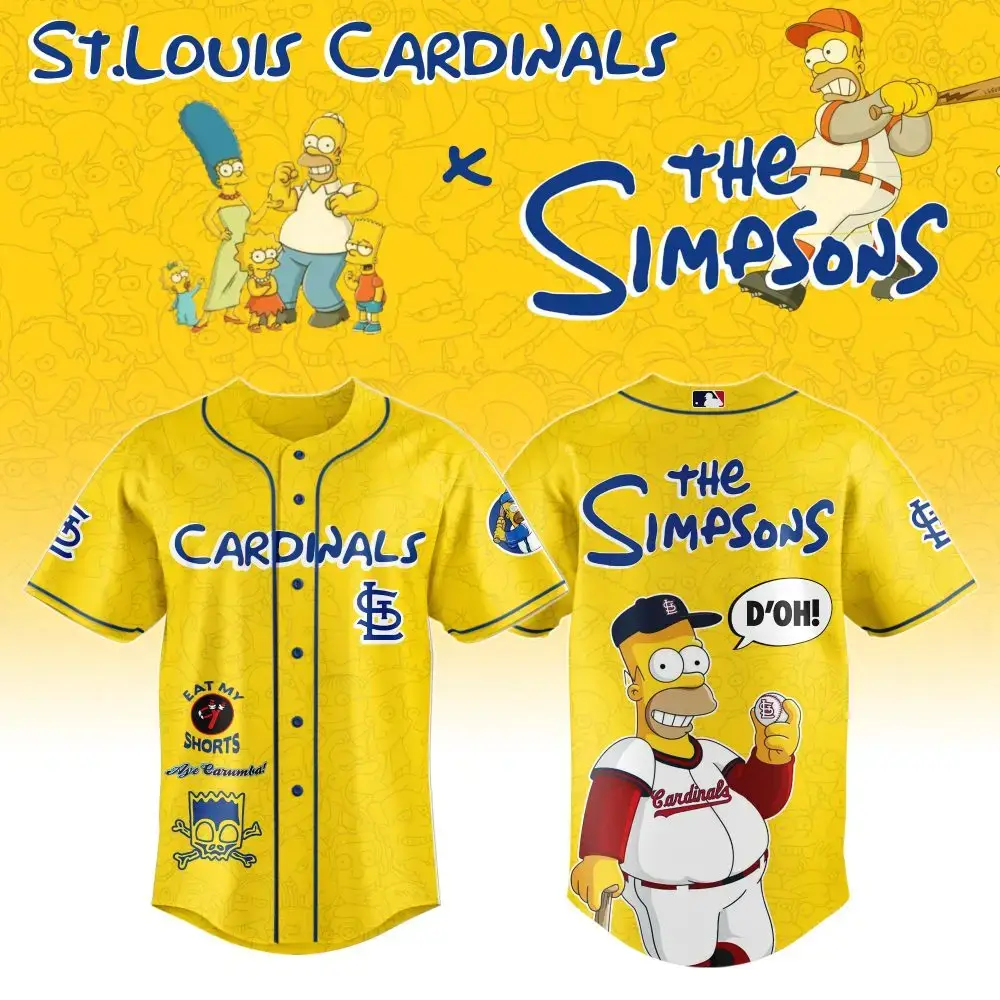 Exclusive St. Louis Cardinals X The Simpsons Yellow Jersey - Limited Edition Fan Gear! Image