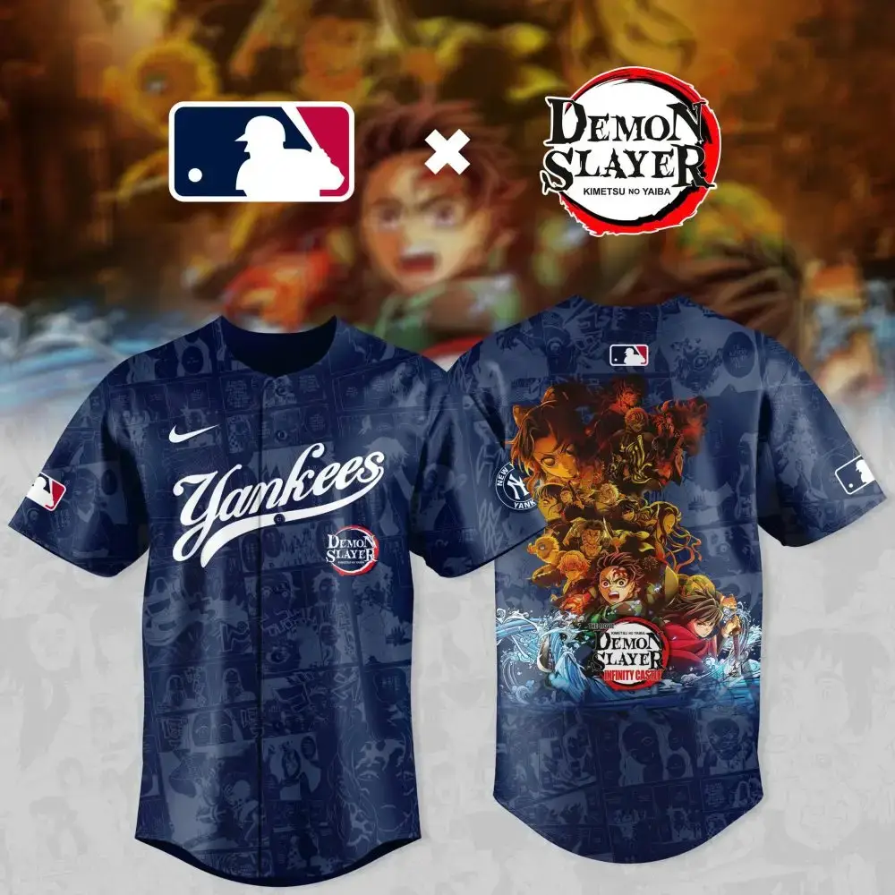 Exclusive Yankees X Demon Slayer Baseball Jersey - Limited Edition Anime Fan Gear Image