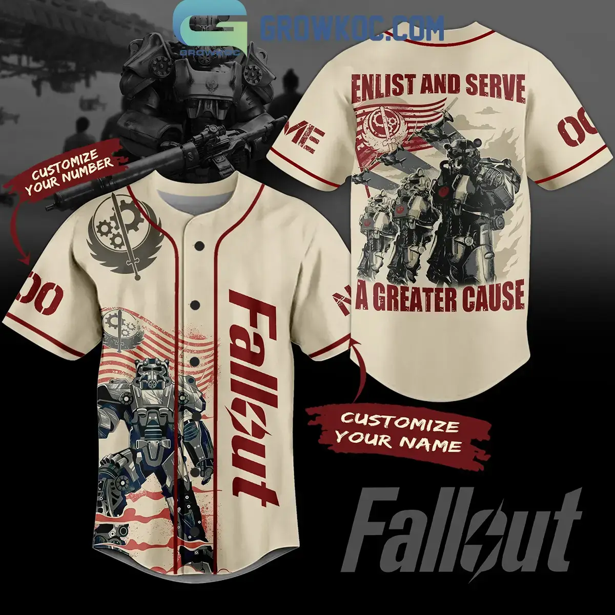 Fallout Enlist And Serve A Greater Cause Personalized Baseball Jersey Image