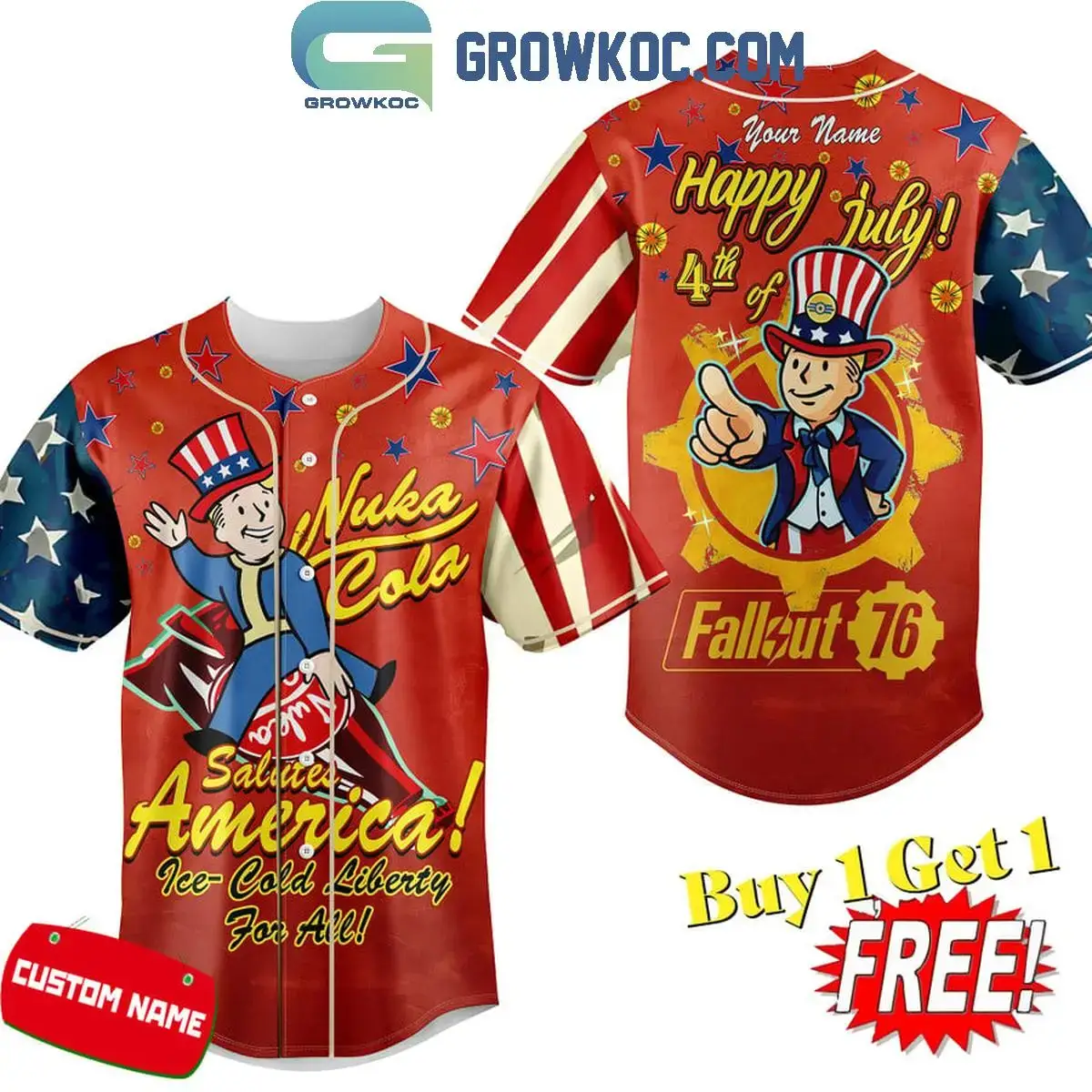 Fallout Happy 4th Of July Salut America Personalized Baseball Jersey Image
