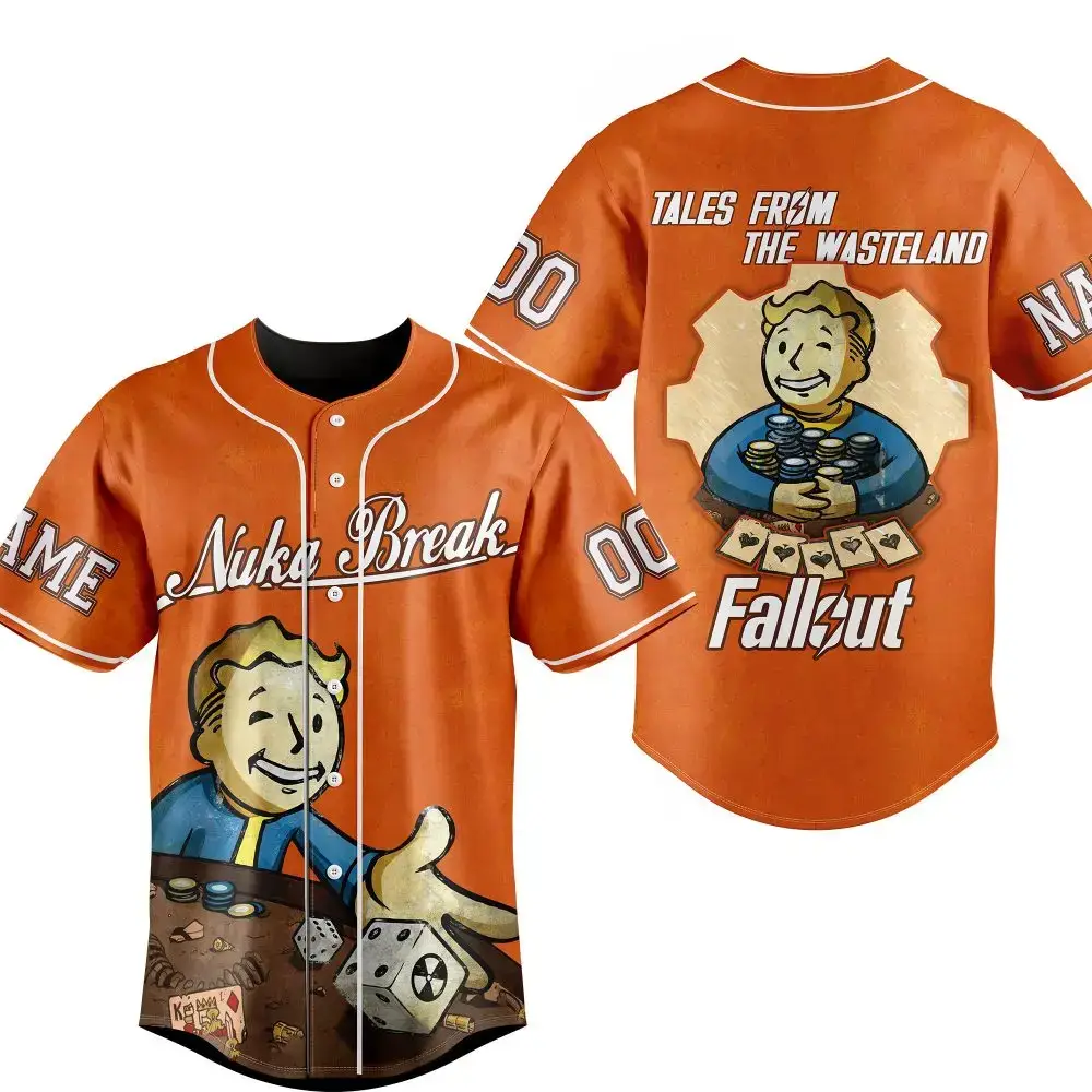 Fallout Nuka Break Baseball Jersey – Vintage Wasteland Style, Perfect For Fans! Image