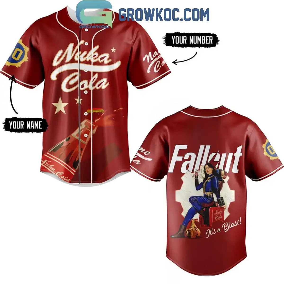 Fallout Nuka-Cola Red Design Personalized Baseball Jersey Image