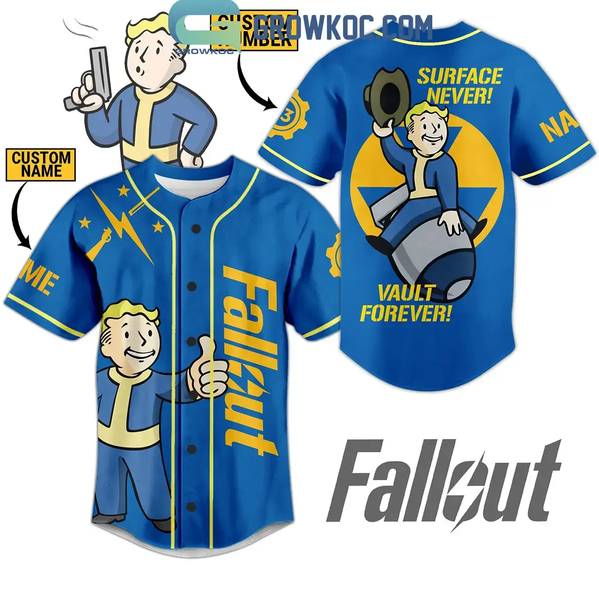 Fallout Surface Never Vault Forever Personalized Baseball Jersey Image