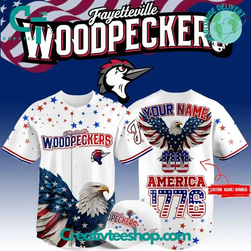 Fayetteville Woodpeckers 4Th Of July Usa Personalized Baseball Jersey Image
