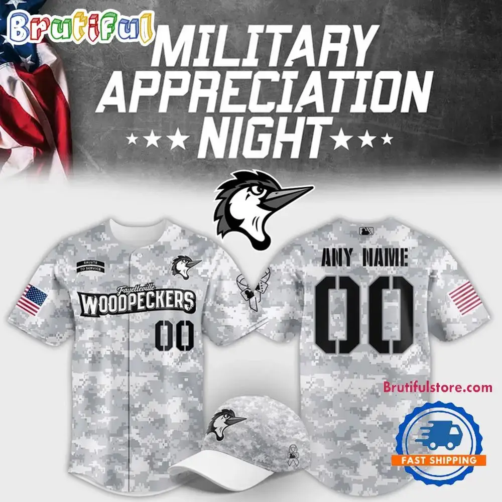 Fayetteville Woodpeckers Military Appreciation Night 2025 Baseball Jersey Image