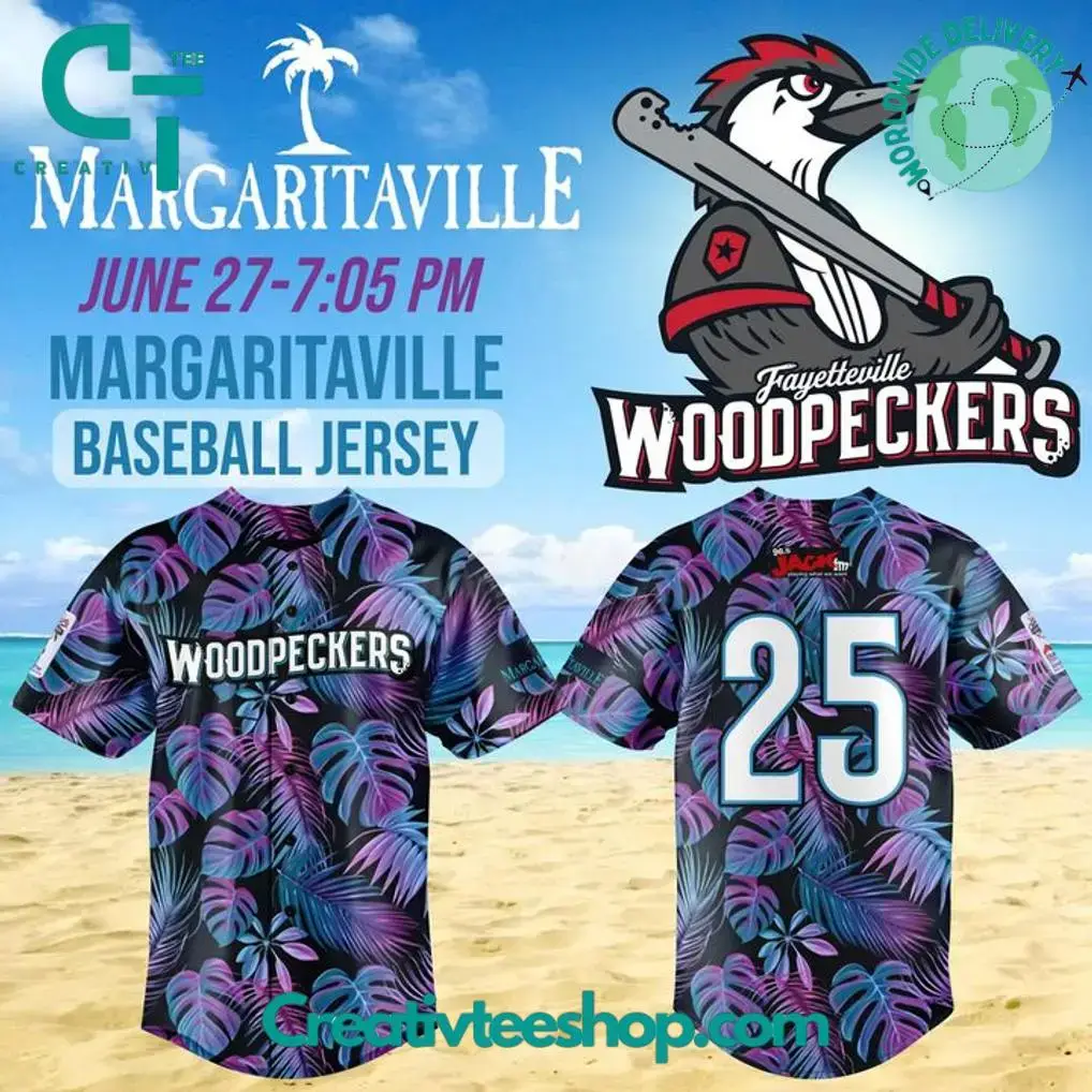 Fayetteville Woodpeckers X 2025 Margaritaville Night Special Baseball Jersey Image
