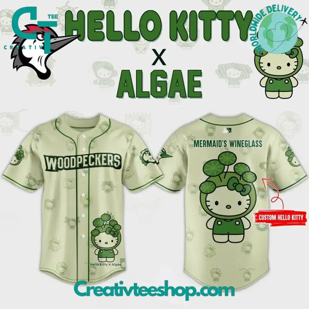 Fayetteville Woodpeckers X Algae Hello Kitty Special Baseball Jersey Image