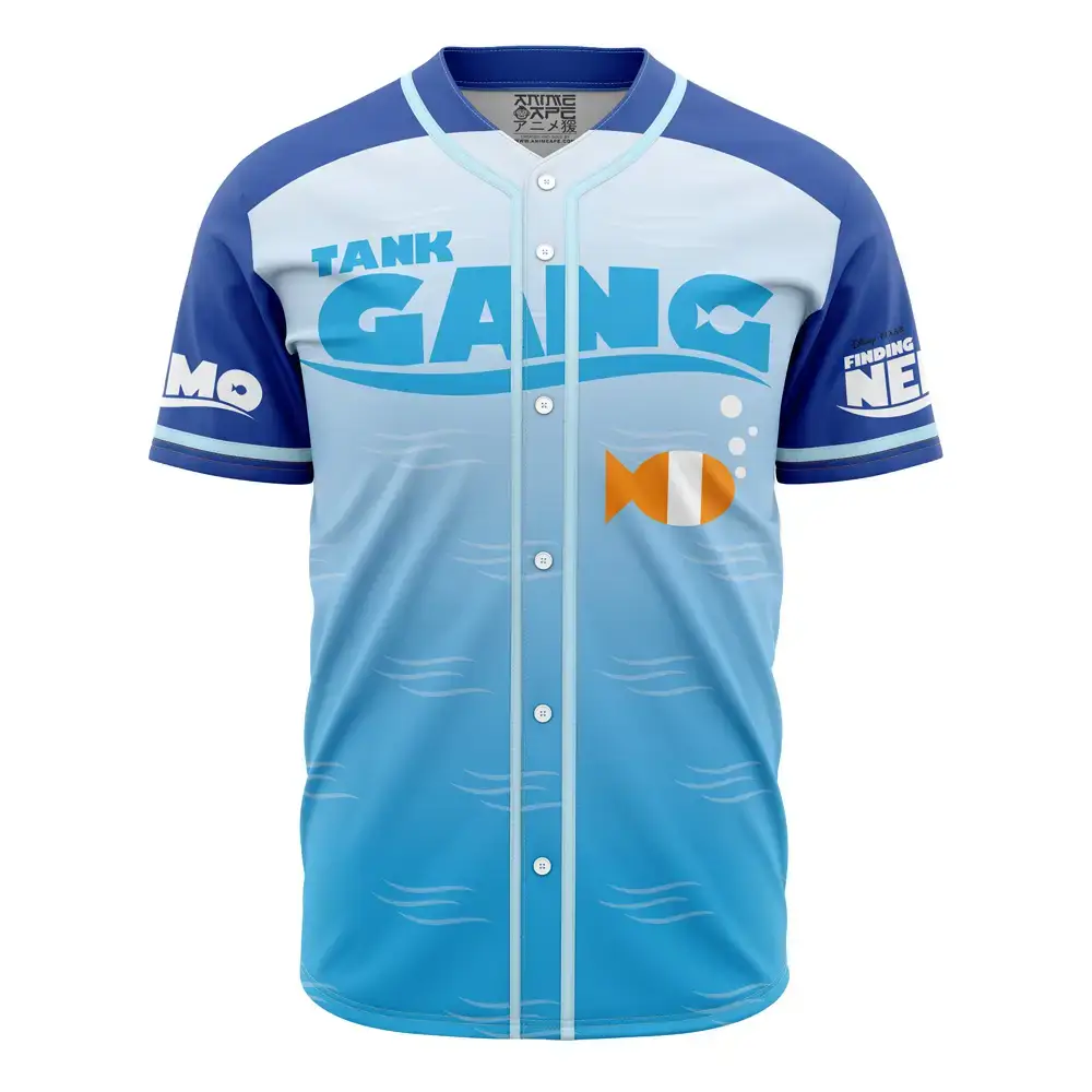 Finding Nemo Tank Gang Baseball Jersey - Ocean Blue, Fun Graphic Tee For All Ages Image