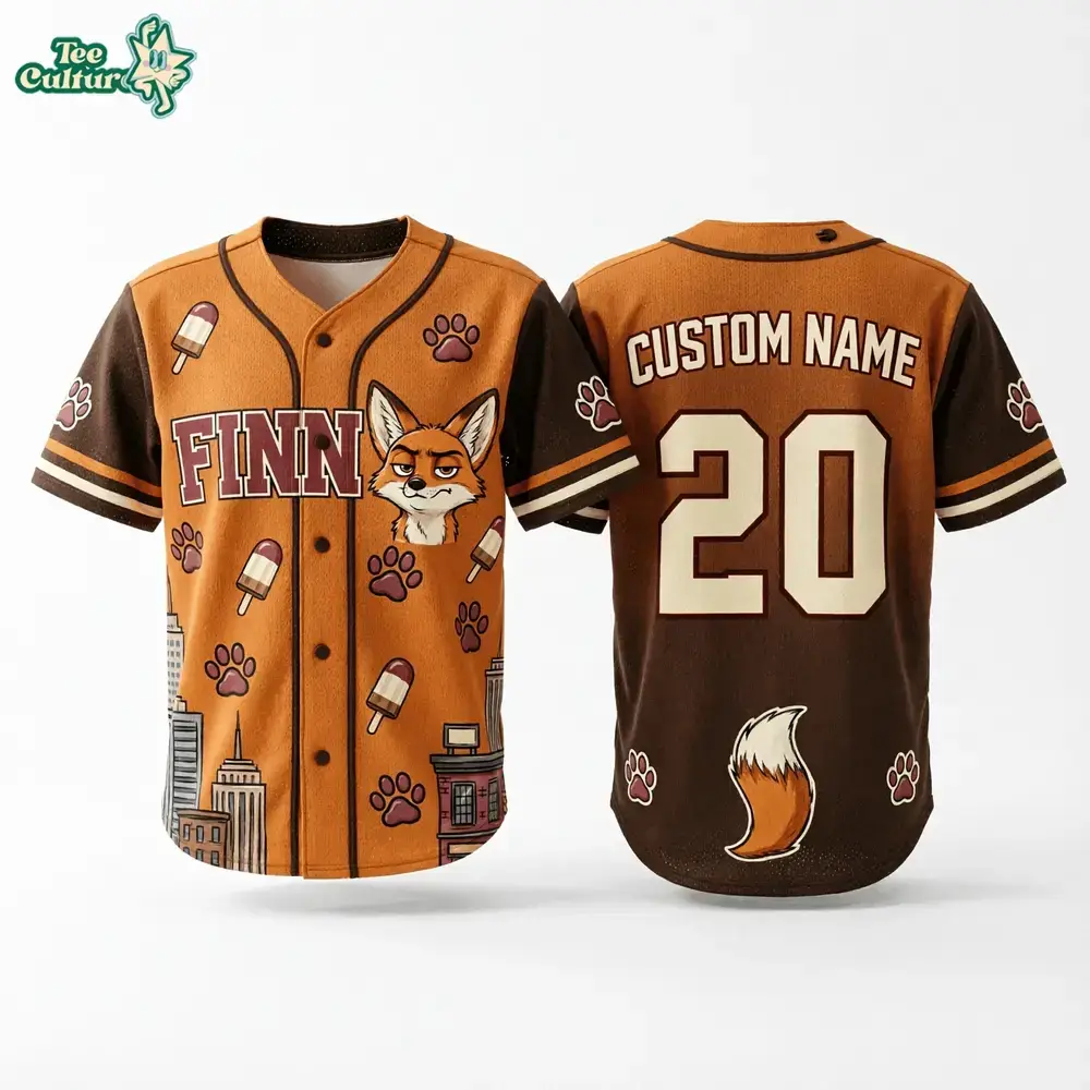 Finnick Zootopia Character Inspired Baseball Jersey Image