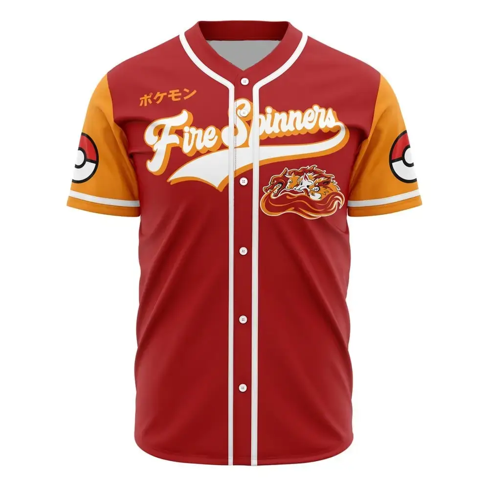 Fire Spinners Baseball Jersey - Bold Red & Orange Design For Fans , Limited Edition Image