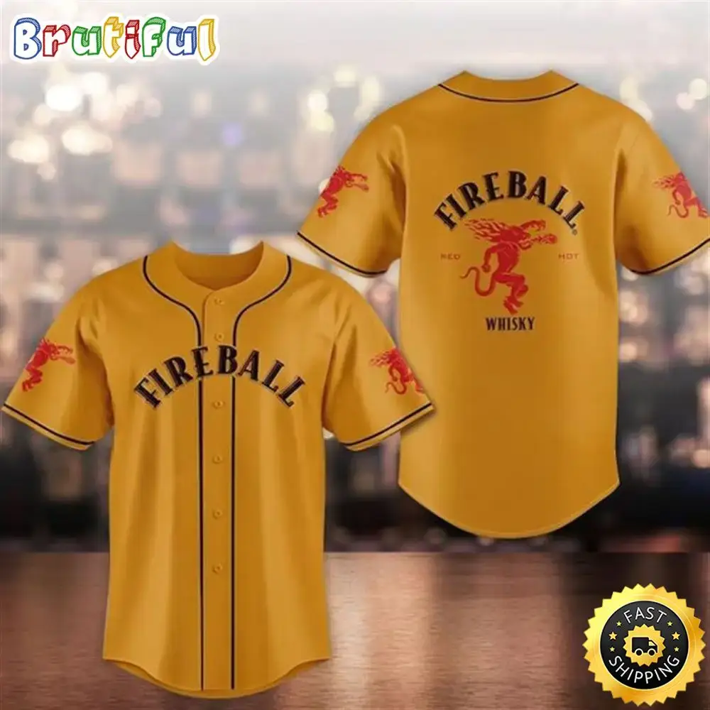 Fireball Whiskey Baseball Jersey Shirt Image