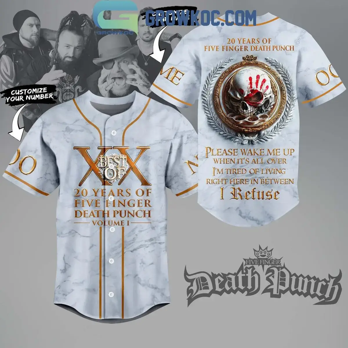 Five Finger Death Punch 20 Years Personalized Baseball Jersey Image
