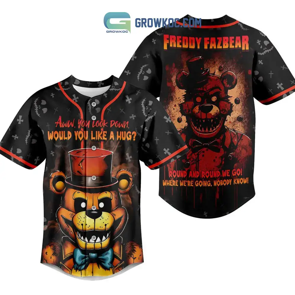 Five Night At Freddy Fazbear Round And Round We Go Where We're Going Nobody Know Baseball Jersey Image