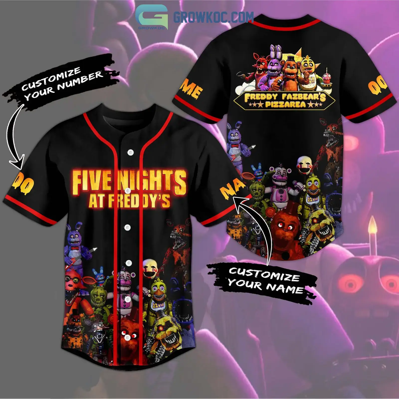 Five Nights At Freddy's Personalized Baseball Jersey Image