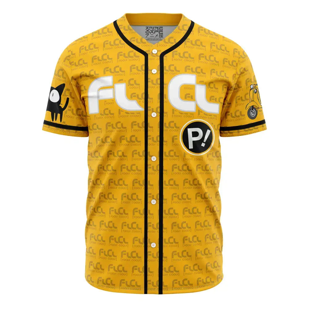 Flcl Inspired Yellow Baseball Jersey - Anime Graphic Tee For Fans Image